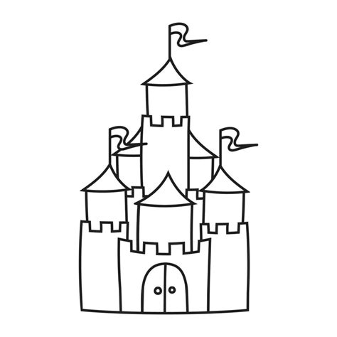 Fairytale castle. Coloring book page for kids. Cartoon style. Vector ...