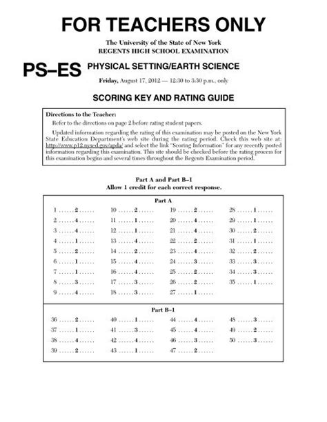 Scoring Key and Rating Guide - Regents Exams