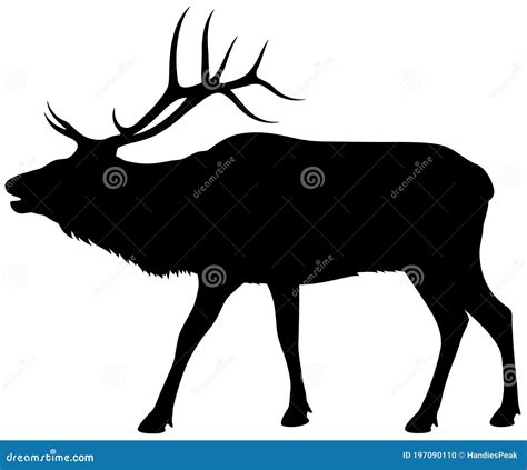 Standing Bull Elk Profile Silhouette Stock Vector - Illustration of ...