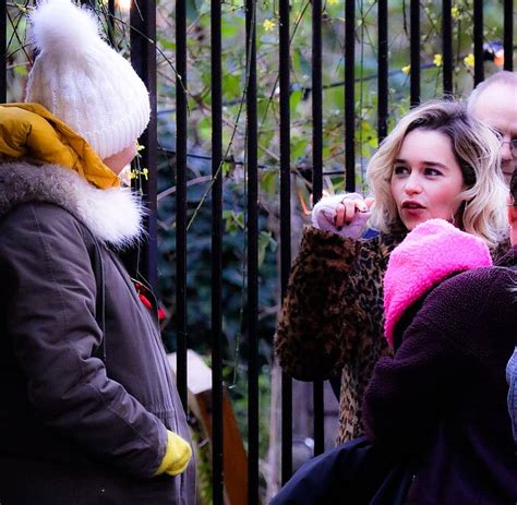 Emilia Clarke and Emma Thompson on set of Last Christmas | January 8, 2019 | Emilia clarke, Emma ...