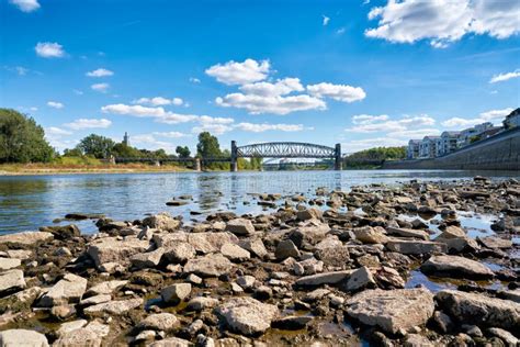 The River Elbe in Magdeburg at Low Tide Stock Image - Image of parched ...