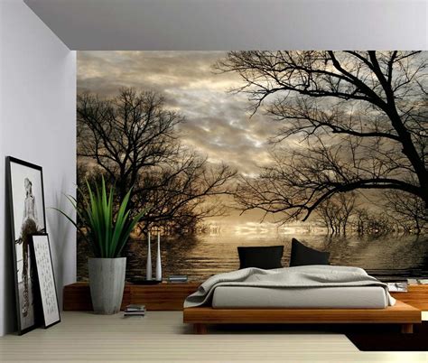 Autumn Tree Forest Lake Large Wall Mural Self-adhesive - Etsy Australia | Large wall murals ...