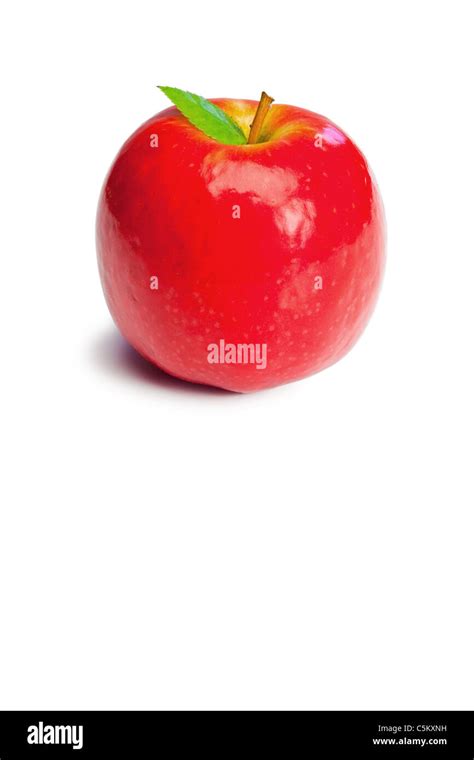 Red apple with a leaf Stock Photo - Alamy