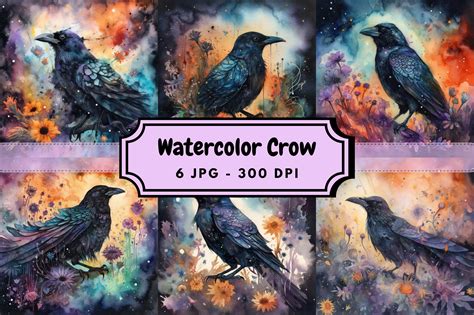 Watercolor Crow Bundle Graphic by TNI House · Creative Fabrica