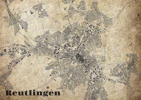 KlausUndSo - City map of Reutlingen in Vintage Style