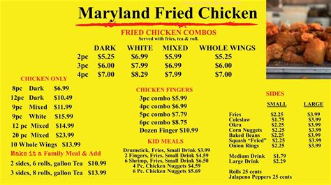 Online Menu of Maryland Fried Chicken Restaurant, Tallahassee, Florida ...