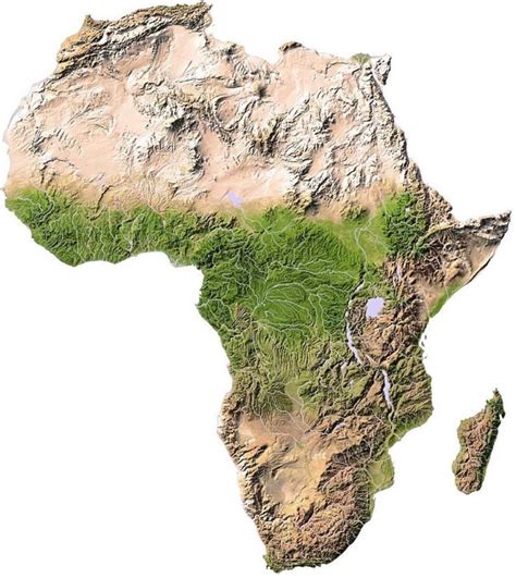 Topographic Raised Relief Map of Africa