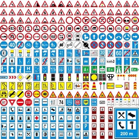 Traffic signs collection colored flat shapes Vectors graphic art ...