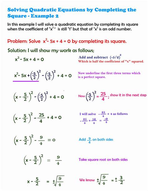 ️Completing The Square Notes Worksheet Free Download| Goodimg.co