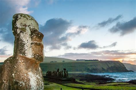 Big Moai Statue and sky plus landscape in Easter Island, Chile image ...