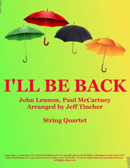 I'll Be Back (arr. Jeff Tincher) Sheet Music | The Beatles | String Quartet