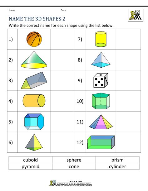 2d 3d Shapes Worksheets