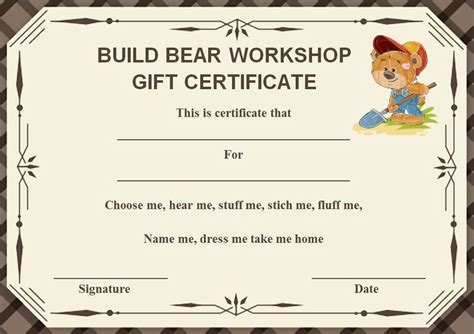 Build A Bear Certificate Template