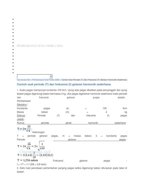 Rumus Frekuensi Getaran - RUANG BACA
