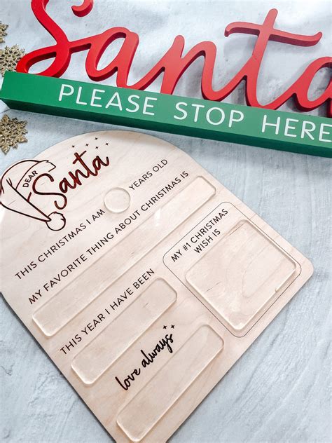 Dear Santa Sign, Reusable Acrylic Sign, Dry Erase Sign, Christmas Sign ...