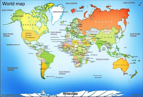 Blank Printable World Map With Countries & Capitals