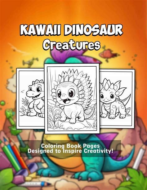 Kawaii Dinosaur Creatures Printable Coloring Page | Festive Coloring ...