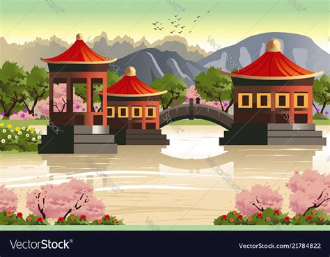 Background of chinese temples Royalty Free Vector Image