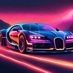 Neon Bugatti Inspired Wall Art - Etsy