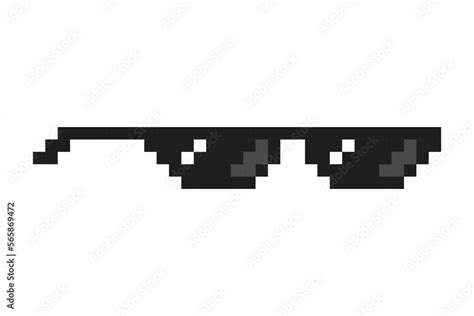 Pixelated boss glasses, bandit pixel glasses, gangster pixelated sunglasses. Vector illustration ...