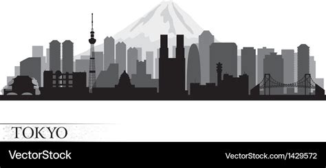 Tokyo city skyline detailed silhouette Royalty Free Vector