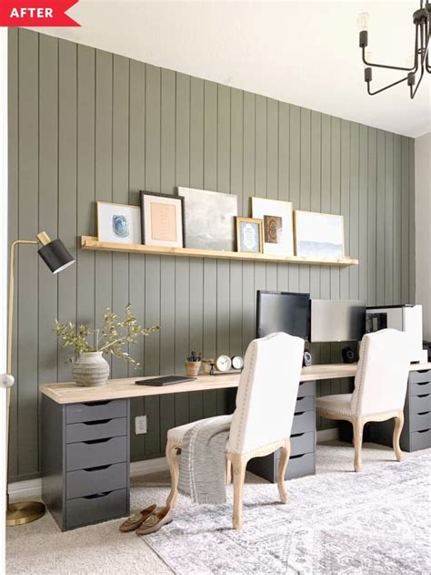 Home Office Redo with Shiplap and IKEA Hack Desk | Apartment Therapy