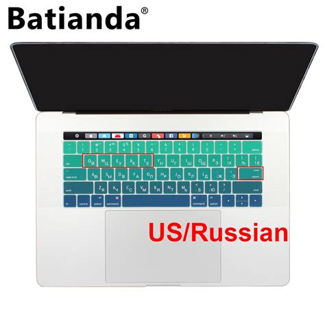 Russian Layout Keyboard Cover for MacBook Pro 13" 15" with Touch Bar Silicone Skin for New ...