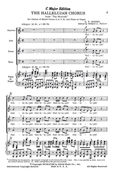 Hallelujah Chorus in C Major: SATB Choral Octavo: George Frideric Handel | Sheet Music