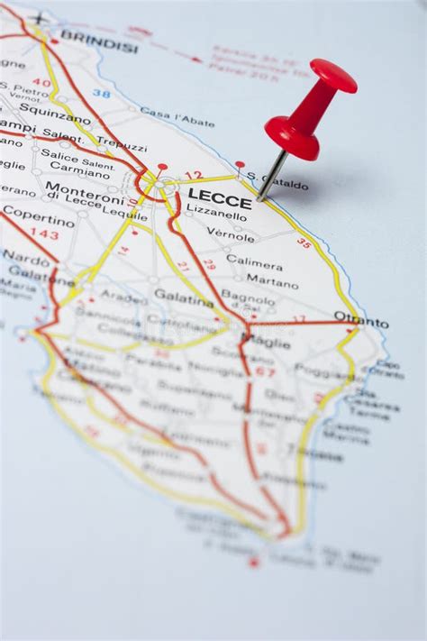 Lecce Italy on a Map stock photo. Image of globe, close - 83669334