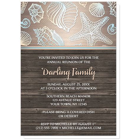 Rustic Wood Beach Seashell Family Reunion Invitations – Artistically ...