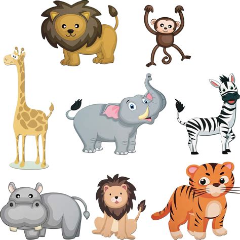 48 Pieces Zoo Animals Cutouts Jungle Cutouts Animal Cardboard Cutouts for Baby Shower, Photo ...