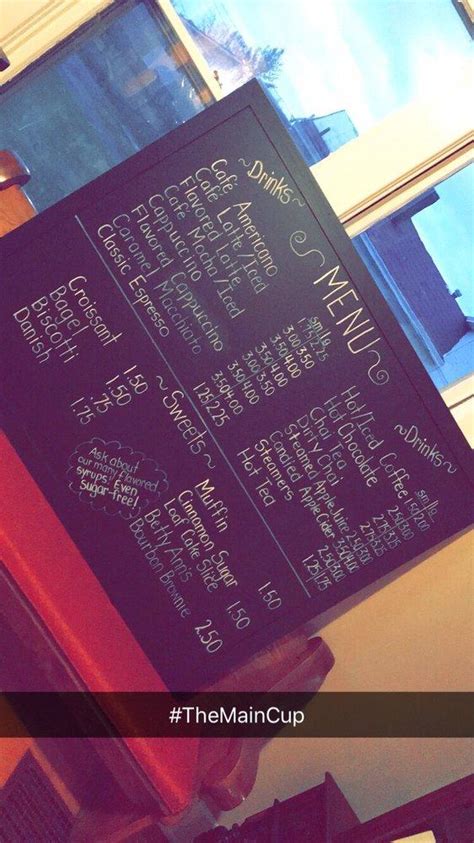 Menu at The Main Cup cafe, Cynthiana