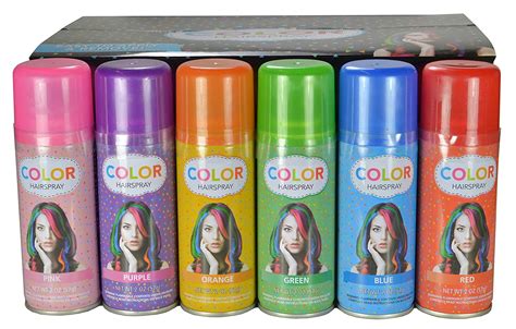 Amazon.com: Spray de color temporal para el cabello - Estuche (24 latas) - 6 colores: Beauty