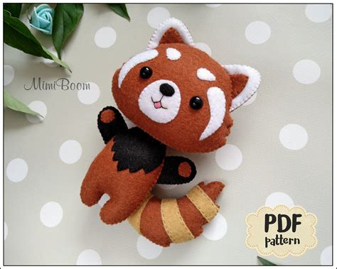 Cute Red Panda Pattern Felt Sewing Pattern Red Panda PDF - Etsy