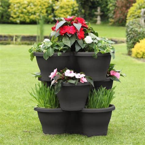 Stacking Garden Flower Pot Triple Pocket Large Vertical Planter Self Watering | eBay