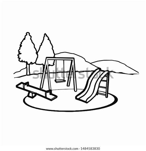 Line Drawing Playground Park: ilustración de stock 1484583830 ...