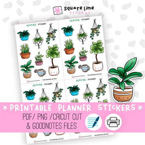 Cute Plants Stickers Nature Stickers Printable Planner - Etsy