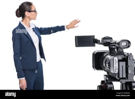 News Reporter In Front Of Tv Camera High Resolution Stock Photography ...