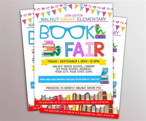 Editable Book Fair Flyer Template Colorful School Fundraiser - Etsy