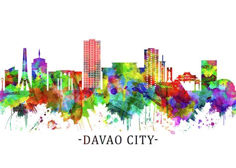 Davao City Philippines Skyline Mixed Media by NextWay Art - Fine Art America