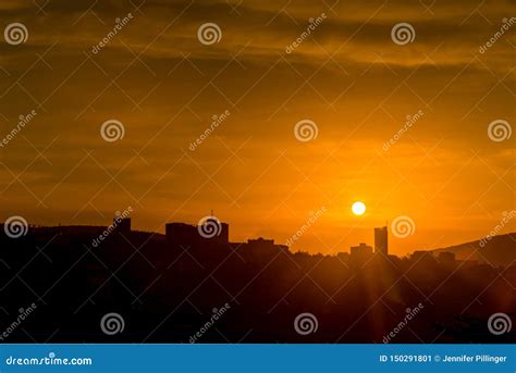 The Silhouette of Kigali City Centre Skyline at Sunset. Rwanda Stock ...