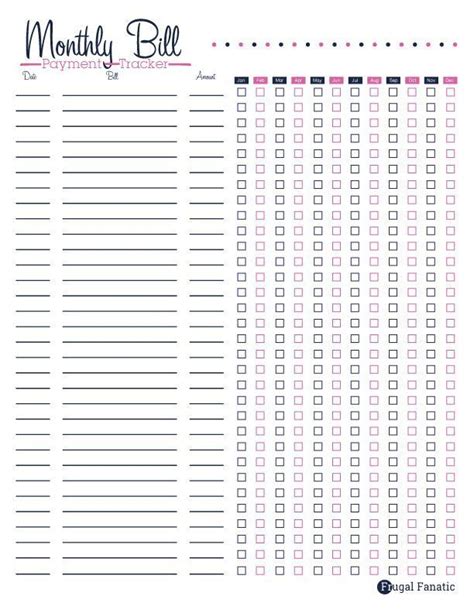 Free Printable Bill Tracker: Manage Your Monthly Expenses | Bill ...