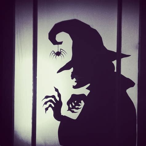 Homemade window stencil of a witch my friend made | Halloween silhouettes, Halloween witch ...