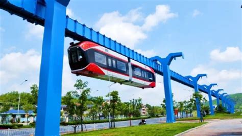 China's newest suspended maglev train can travel 32-feet above the ground