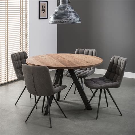 Table à manger ronde bois d'acacia inox noir brossé D120 MELBOURNE | Tables à manger | Pier Import