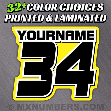 3 Motorcycle Number Name Plate Race Color Decals Sticker MX ATV SX BMX ...