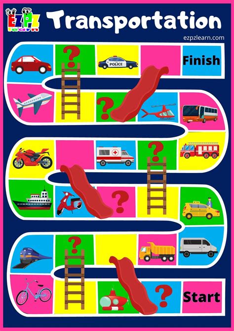 Transportation Slides and Ladders Game - Ezpzlearn.com