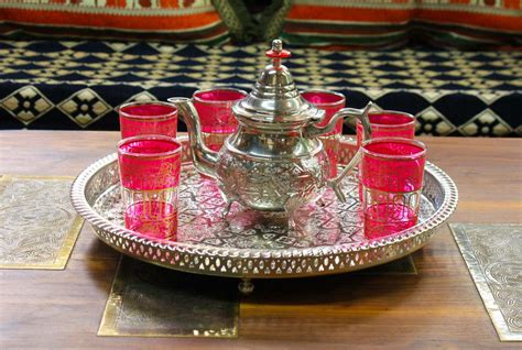 Moroccan Tea Glass Set with Silver Teapot and Tray from Badia Design Inc.