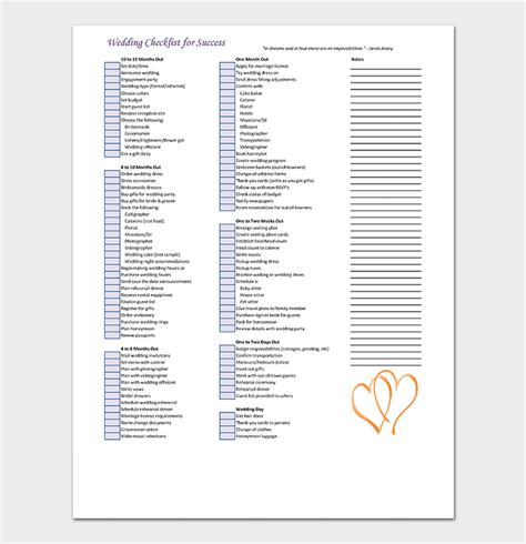 29+ Wedding Checklist Templates | Free For Word, Excel, PDF