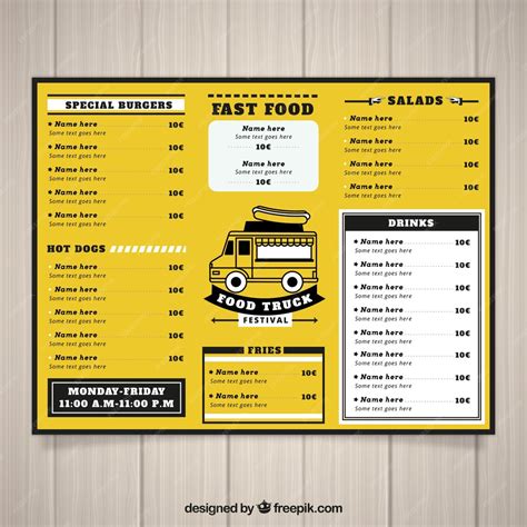 Free Vector | Food truck menu with vintage style